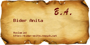 Bider Anita névjegykártya