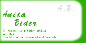 anita bider business card